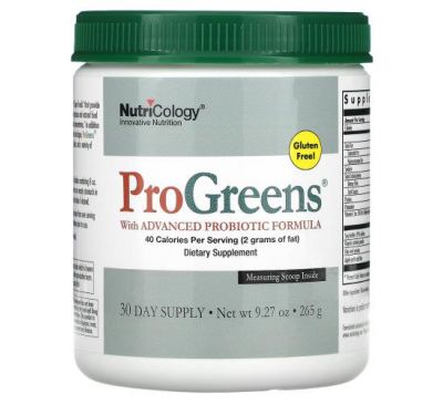 Nutricology, ProGreens с улучшенной формулой с пробиотиками, 265 г (9,27 унции)