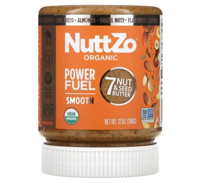 Nuttzo, Power Fuel, органічне масло з 7 горіхами й насінням, гладка текстура, 340 г (12 унцій)