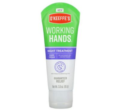 O'Keeffe's, Working Hands, ночной крем, крем для рук, 85 г (3,0 унции)