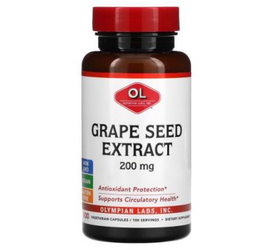 Olympian Labs, Grape Seed Extract, 200 mg, 100 Vegetarian Capsules