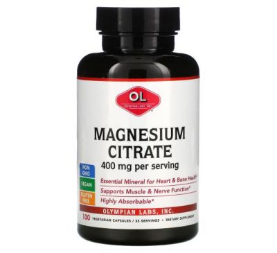 Olympian Labs, Magnesium Citrate, 133 mg, 100 Vegetarian Capsules