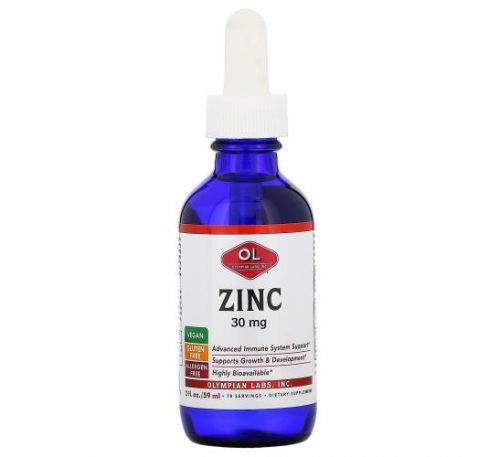 Olympian Labs, Zinc, 30 mg,  2 fl oz (59 ml)