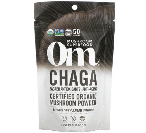 Om Mushrooms, Chaga, Certified 100% Organic Mushroom Powder, 3.5 oz (100 g)