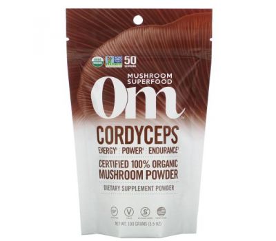 Om Mushrooms, Cordyceps, Certified 100% Organic Mushroom Powder, 3.5 oz (100 g)