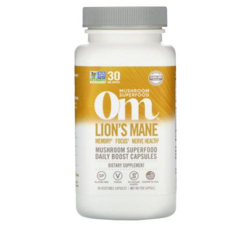 Om Mushrooms, Lions's Mane, 667 mg, 90 Vegetarian Capsules
