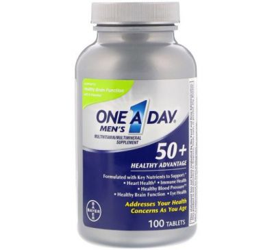 One-A-Day, Men's 50+, Healthy Advantage, Multivitamin/Multimineral Supplement, 100 Tablets