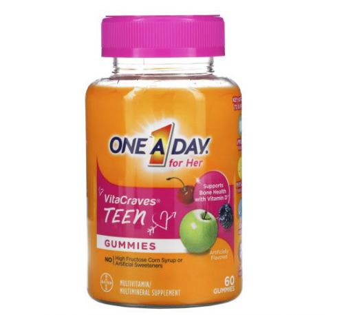 One-A-Day, VitaCraves, вітаміни для дівчаток-підлітків, 60 жувальних мармеладок