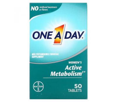 One-A-Day, Активный метаболизм для женщин, мультивитаминная / мультиминеральная добавка, 50 таблеток
