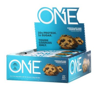 One Brands, ONE Bar, Chocolate Chip Cookie Dough, 12 Bars, 2.12 oz (60 g) Each