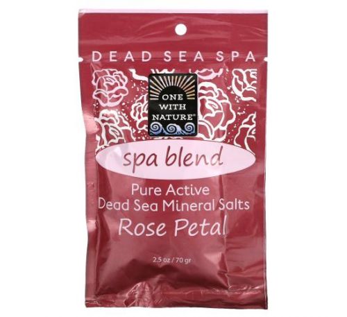 One with Nature, Dead Sea Spa, Mineral Salts, Spa Blend, Rose Petal, 2.5 oz (70 g)