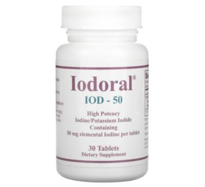 Optimox, Iodoral, IOD-50, 50 mg, 30 Tablets