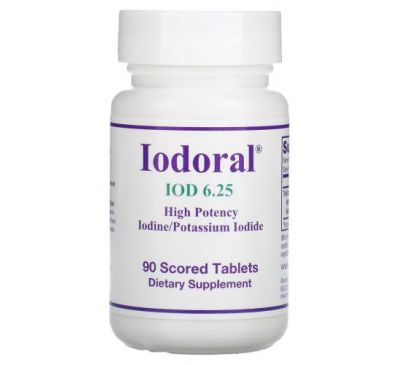 Optimox, Iodoral, ИОД, 6,25 мг, 90 делимых таблеток