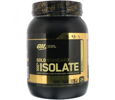 Optimum Nutrition, Gold Standard 100% Isolate, со вкусом ванили, 720 г (1,58 фунта)