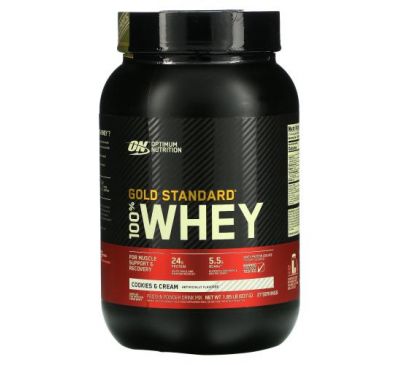 Optimum Nutrition, Gold Standard 100% Whey, сыворотка со вкусом печенья и сливок, 837 г (1,84 фунта)