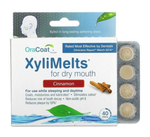 OraCoat, XyliMelts For Dry Mouth, Cinnamon, 40 Discs