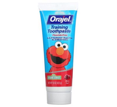 Orajel, Elmo Training Toothpaste, без фтора, от 3 месяцев до 4 лет, Berry Fun, 42,5 г (1,5 унции)