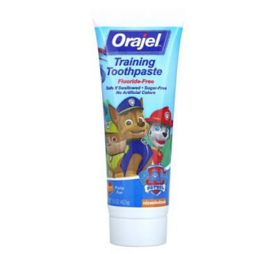 Orajel, навчальна зубна паста «Щенячий патруль», без фториду, фруктовий смак, 42,5 г (1,5 унції)