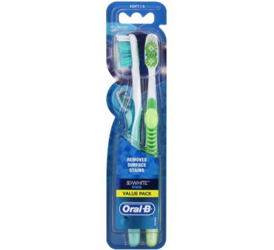 Oral-B, 3D White, Vivid Toothbrush, Soft, 2 Pack