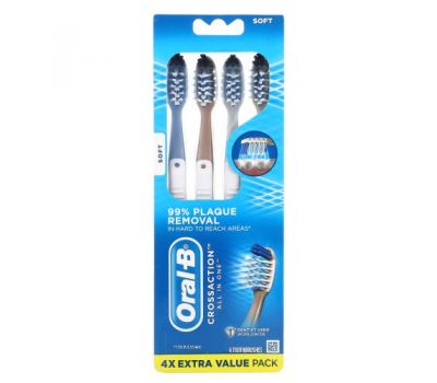Oral-B, CrossAction All In One Toothbrush, Soft,  4 Toothbrushes