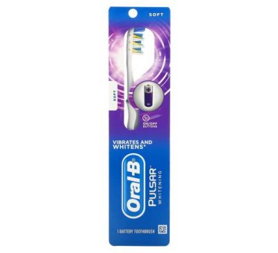 Oral-B, Pulsar Whitening, зубная щетка на батарейках, мягкая, 1 зубная щетка
