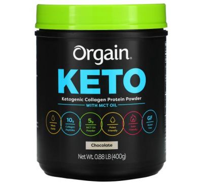 Orgain, Keto, Ketogenic Collagen Protein Powder with MCT Oil, Chocolate, 0.88 lb (400 g)