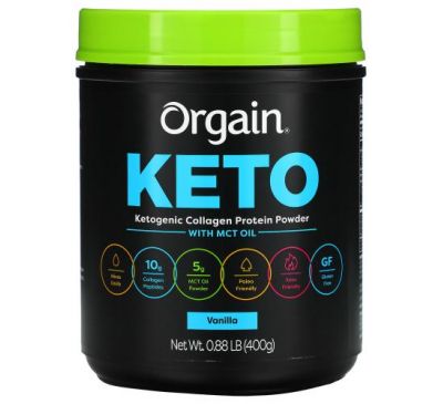 Orgain, Keto, протеиновый порошок из кетогенного коллагена с маслом MCT, ваниль, 400 г (0,88 фунта)