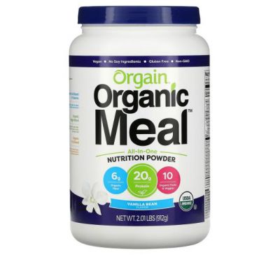 Orgain, Organic Meal, All-In-One Nutrition Powder, Vanilla Bean, 2.01 lbs (912 g)