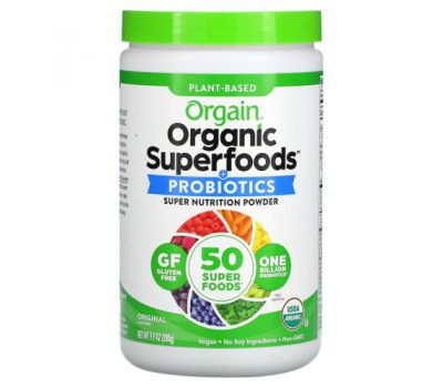 Orgain, Organic Plant-Based Superfoods + Probiotics, Original, 9.9 oz (280 g)