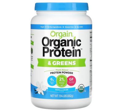 Orgain, Organic Protein & Greens Protein Powder, Plant Based, Vanilla Bean, 1.94 lbs (882 g)