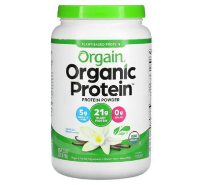 Orgain, Органический белковый порошок, растительный, стручки ванили, 920 г (2,03 фунта)