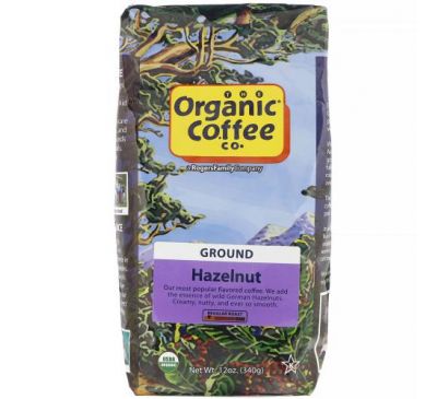 Organic Coffee Co., Hazelnut, Ground, Regular Roast, 12 oz (340 g)