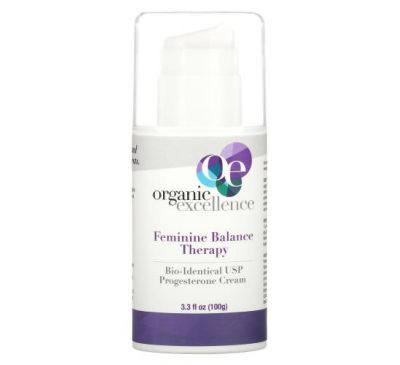 Organic Excellence, Feminine Balance Therapy, Bio-Identical USP Progesterone Cream, 3.3 fl oz (100 g)