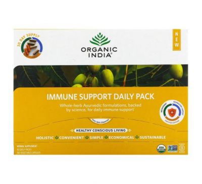 Organic India, Immune Support Daily Pack, 30 Daily Packs, 180 Vegetable Capsules