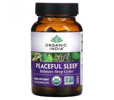 Organic India, Peaceful Sleep, 90 Vegetarian Caps