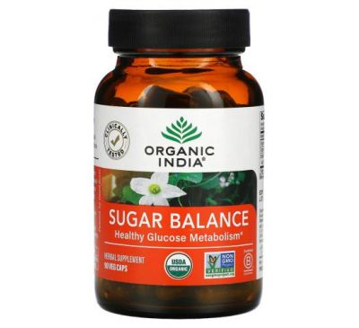 Organic India, Sugar Balance, Healthy Glucose Metabolism, 90 Veg Caps