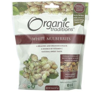 Organic Traditions, White Mulberries, 8 oz (227 g)