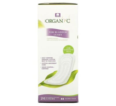 Organyc, Bladder Control Liners, Ultra-Thin, 24 Liners