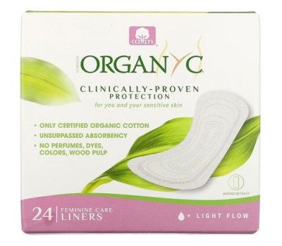 Organyc, Organic Cotton Folded Panty Liners, Light Flow, 24 Panty Liners