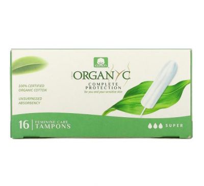 Organyc, Organic Tampons, Super, 16 Tampons