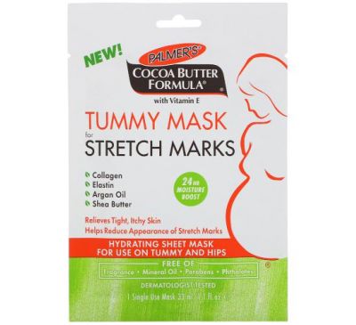 Palmer's, Cocoa Butter Formula, Tummy Mask for Stretch Marks, 1 Single Use Mask, 1.1 fl oz (33 ml)