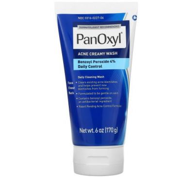 PanOxyl, Acne Creamy Wash, Benzoyl Peroxide 4% Daily Control,  6 oz (170 g)