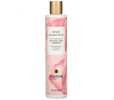 Pantene, Pro-V, Nutrient Blends, Miracle Moisture Boost, Sulfate Free Shampoo with Rose Water, 9.6 fl oz (285 ml)