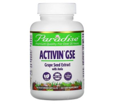 Paradise Herbs, ActiVin Grape Seed Extract with Amla, 90 Vegetarian capsules