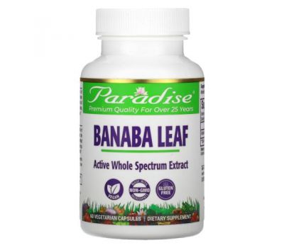 Paradise Herbs, Banaba Leaf, 60 Vegetarian Capsules
