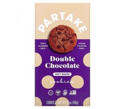 Partake, Мягкое печенье, двойной шоколад, 156 г (5,5 унции)