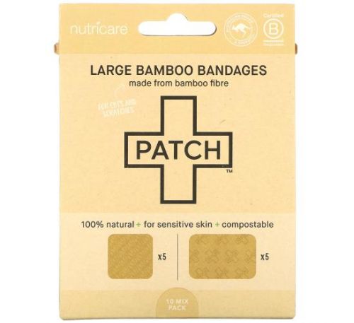 Patch, Large Bamboo Bandages, 10 Mix Pack
