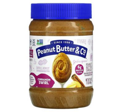 Peanut Butter & Co., Peanut Butter Spread, Cinnamon Swirl, 16 oz (454 g)