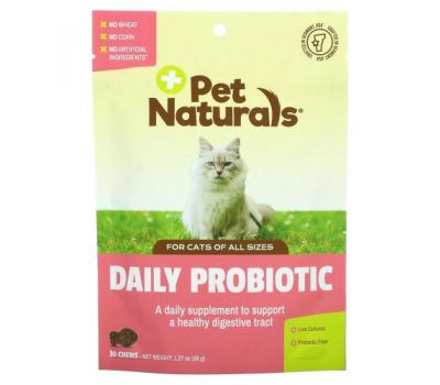 Pet Naturals of Vermont, Daily Probiotic, For Cats, 30 Chews, 1.27 oz (36 g)