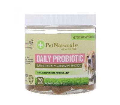Pet Naturals of Vermont, Daily Probiotic, For Dogs, 70 Chews, 3.70 oz (105 g)