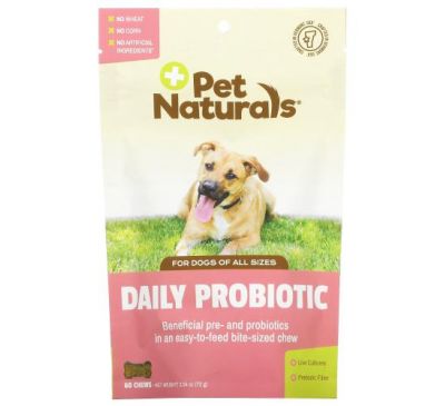 Pet Naturals of Vermont, Daily Probiotic, For Dogs of All Sizes, 60 Chews, 2.55 oz (72 g)